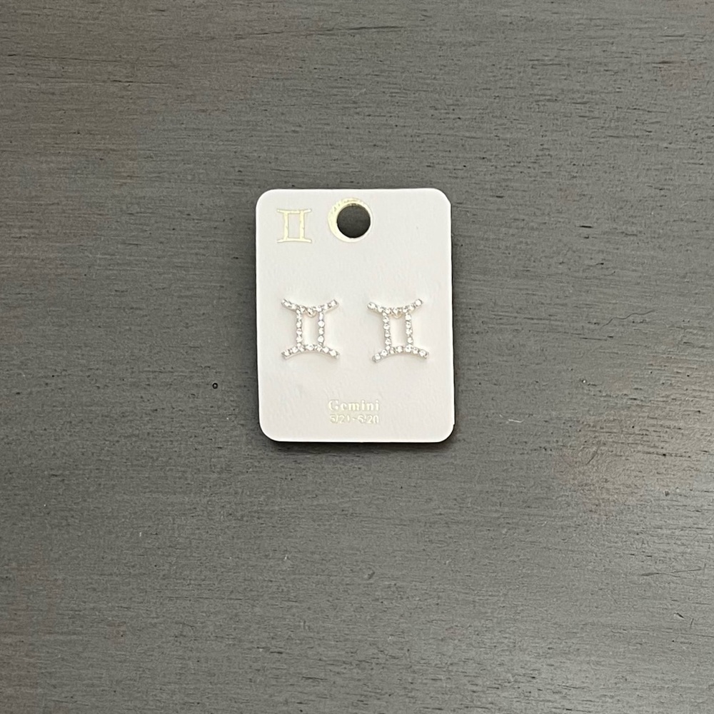 ♊️👯‍♀️ Gemini Astrological Zodiac Sign Crystal Silver Earrings May 21 - June 20